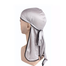 UNIQ silky durag compression luxury bandana turbans headscarf for hair classical elastic long tail edging silk pirate hat